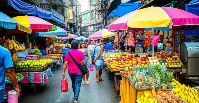 Vibrant Manila street market scene.