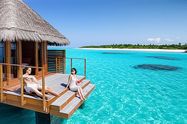 Overwater bungalow in Maldives, perfect holiday.