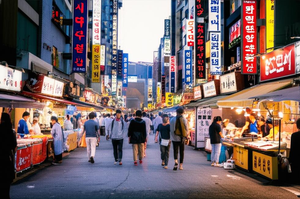 Săn Vé Máy Bay Đi Hàn Quốc Giá Rẻ: Bí Kíp Từ A-Z 1 Seoul street food and vibrant Korean signage.