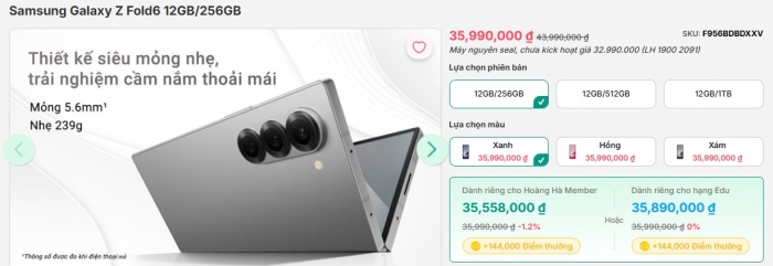 Galaxy Z Fold6 giảm sâu cả chục triệu, Galaxy AI đỉnh chóp áp đảo iPhone 16 Pro Max, top 1 điện thoại màn hình gập