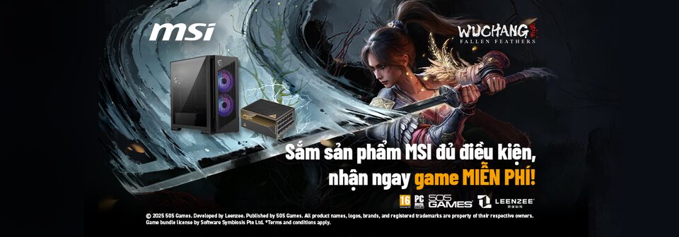 Mua phần cứng MSI, nhận miễn phí game "bom tấn" WUCHANG: Fallen Feathers 1 Mua phần cứng MSI, nhận miễn phí game "bom tấn" WUCHANG: Fallen Feathers