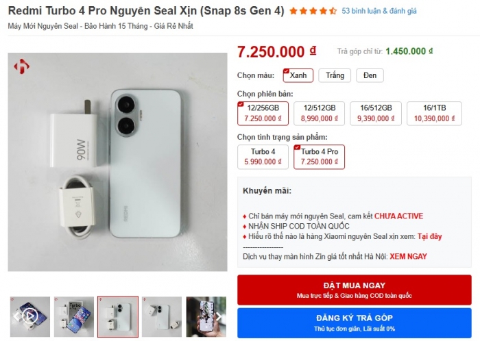 Redmi Turbo 4 Pro đập hộp chưa đầy 7 triệu, pin 7500 mAh siêu khủng, áp đảo hoàn toàn Galaxy A56 5G 1 Redmi Turbo 4 Pro đập hộp chưa đầy 7 triệu, pin 7500 mAh siêu khủng, áp đảo hoàn toàn Galaxy A56 5G